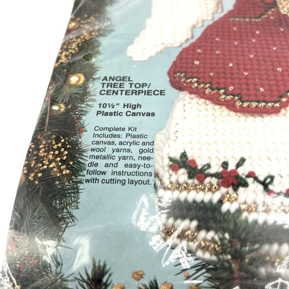 Bucilla Angel Tree Top Centerpiece Yarn Craft Project 10.5" tall 1991 NOS - Picture 2 of 4